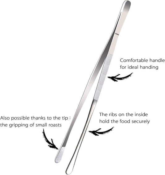 Rivoean 2 Pcs 12-Inch Fine Tweezer Tongs,Extra-Long Stainless Steel Tweezers Tongs - PuriLite