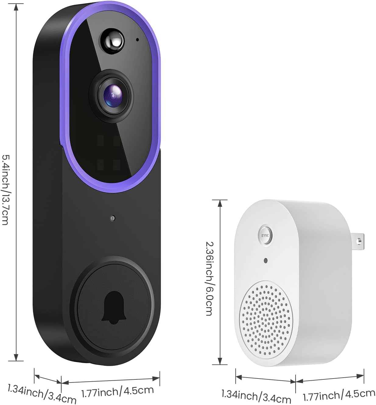 Occuwave 1080P Video Doorbell Camera Wireless with Chime Ringer, Cloud Storage, Live Image, 2-Way Audio, Night Vision, 2.4Ghz WiFi, Indoor Surveillance, Real-Time Alert (Brown+Black)
