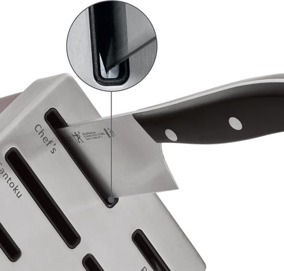 HENCKELS Definition 7 Piece Kitchen Knife Block Set - Professional Cutlery Set, Self Sharpening Knife Block for Chopping, Slicing, Dicing & Cutting