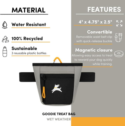 OllyDog Goodie Treat Bag, Dog Treat Pouch, Waist Belt Clip for Hands-Free Training, Magnetic Closure, Dog Training and Behavior Aids, Three Ways to Wear (Palm)