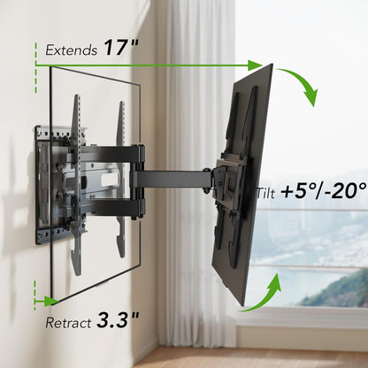 TV Wall Mount Bracket for 32-85 Inch TVs Full Motion Dual Articulating Arm with Swivel & Tilt, Max VESA 600x400mm, Supports 132 lbs for LCD/LED/OLED Flat & Curved Screens
