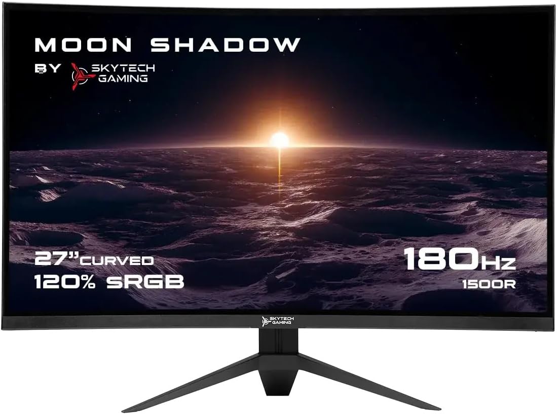 Skytech Gaming 27-inch Curved Gaming Monitor up to 180Hz, QHD 2K(2560 x 1440), 3.7ms Response Time, 1500R VA Panel, FreeSync & G-Sync Support, Swivel Tilt Height Pivot Adjustable, HDMI & DisplayPort