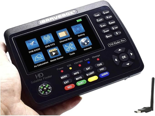 V10 Finder Pro Satellite Meter DVB-S2/S2X DVB-T2/T H.265 Vs Kpt 717st Plus Gtmedia V8 Finder Pro2 Dvb T2 Satfinder(V10 Finder WiFi)