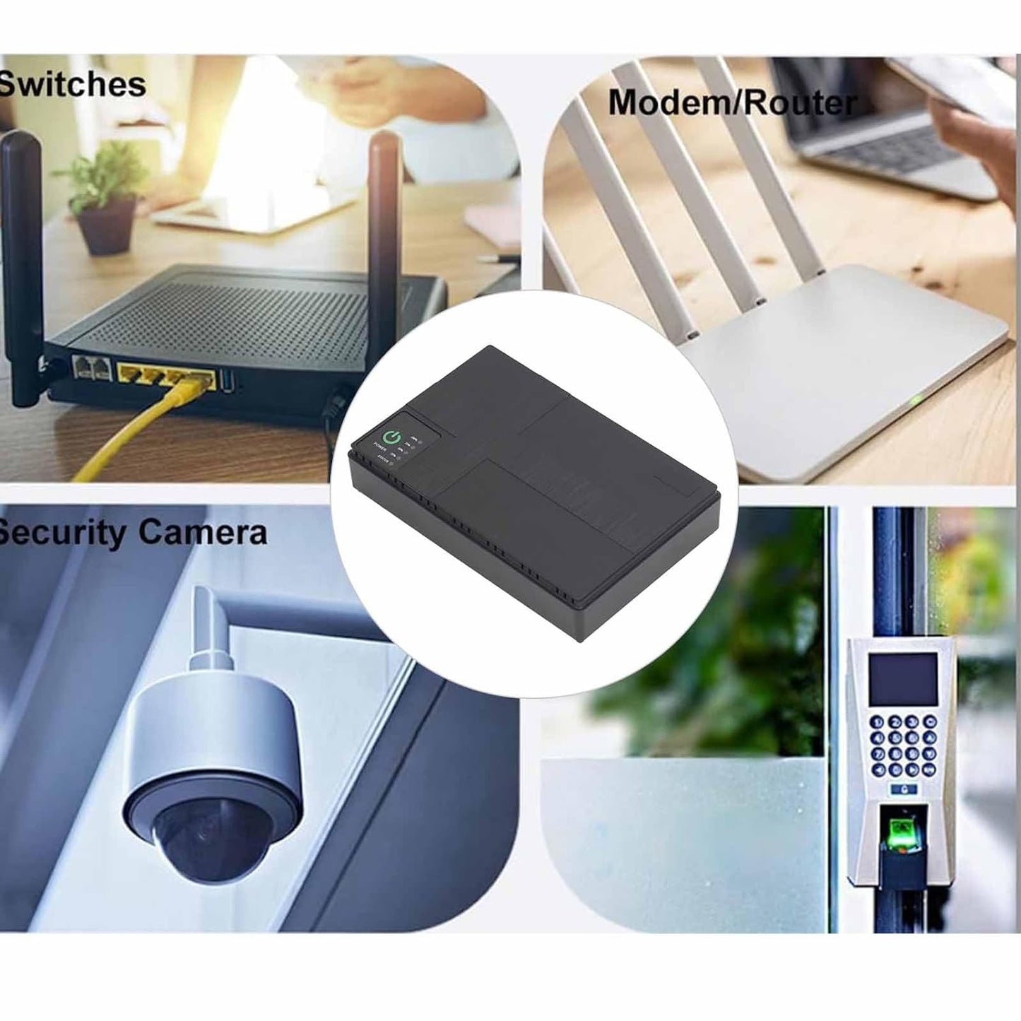 10400mAh Mini UPS Battery Backup, 5V 9V 12V 2A POE Uninterruptible Power Supply, Compact Basic Standby UPS System for Camera Router LED Light Modems Speaker, 85-265V (US Plug)