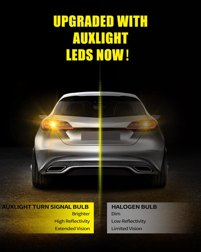 AUXLIGHT 3157 3156 4157 3057 3357 LED Bulbs, Ultra Bright 60-SMD LED Replacement for Turn Signal Blinker Lights, Brake/Tail Lights, Parking/Running Lights, Amber Yellow (Pack of 2)