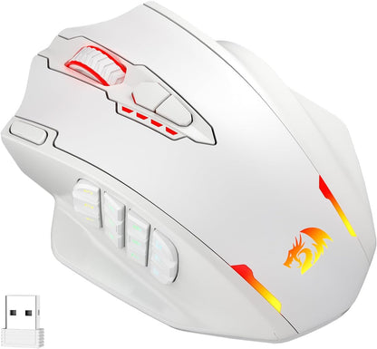 Redragon M913 Impact Elite Wireless Gaming Mouse, 16,000 DPI Wired/Wireless RGB Mouse with 16 Programmable Buttons, 45 Hr Battery and Pro Optical Sensor, 12 Side Buttons MMO Mouse
