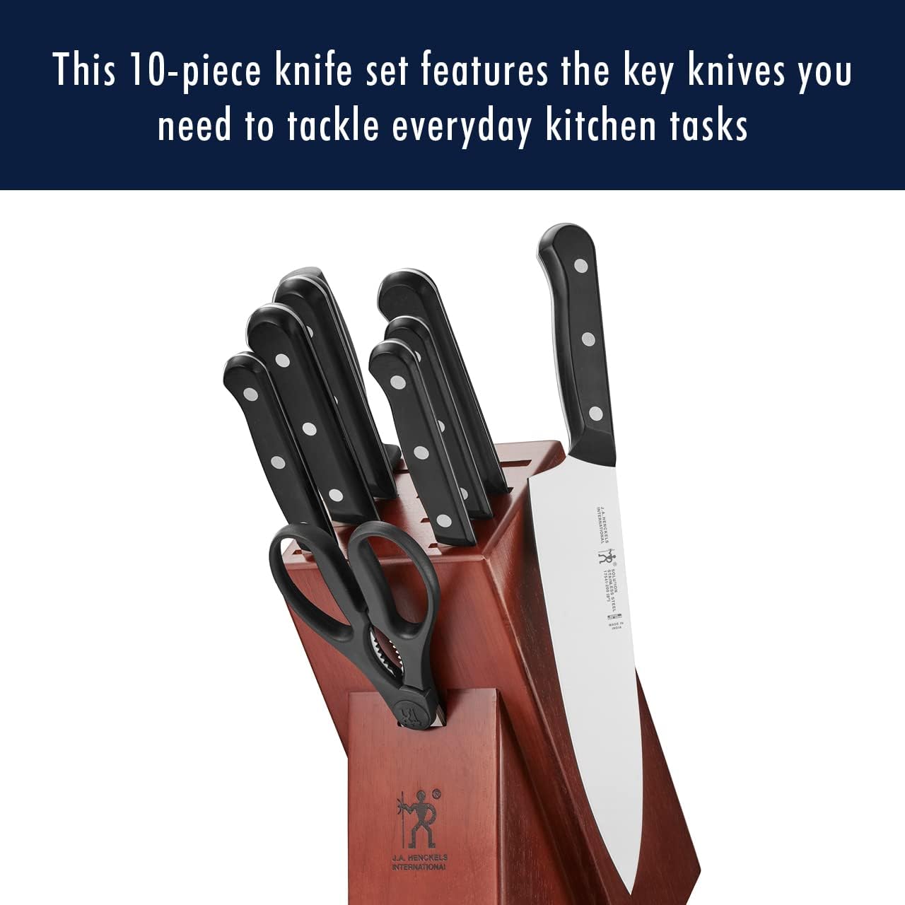 HENCKELS Solution Razor-Sharp 16-pc Self Sharpening Knife Block Set, Chef Knife, Bread Knife, Steak Knife, German Engineered Informed by 100+ Years of Mastery