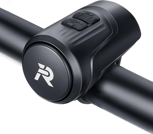 EQIIO Electric Bike Horn 125dB, USB Rechargeable Bicycle Horn Fits 22.2-31.8mm Handlebars, IPX5 Waterproof Bike Bell for Adults/Kids Bike, Scooter, Ebike, Easy Install & Compact Design