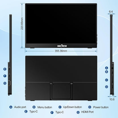 InnoView 4K OLED Portable Monitor, 14 Inch OLED Monitor for Laptop, 100% DCI-P3, 1MS with Speaker and Stand, USB-C HDMI High-end Screen for Laptop PC MAC Phone PS4 Xbox Switch