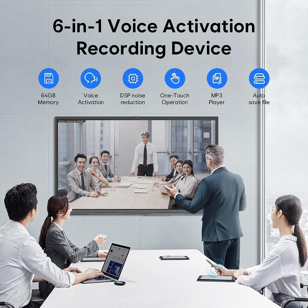 64GB Voice Recorder, Digital Voice Activated Recorder with Playback for Lectures Meetings, Dictaphone Recording Device, Tap Recorder with Noise Reduction Interviews - 1536Kpbs