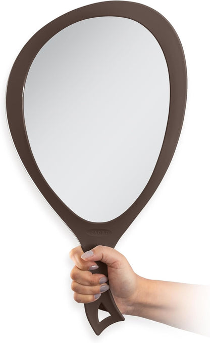 Zadro Salon Professional Extra Large Hand Mirror with Handle, 10" W x 19" L, Multi-Purpose Oval Handheld Mirror with New Distortion-Free Reflection (3, Black, Large (Pack of 3))