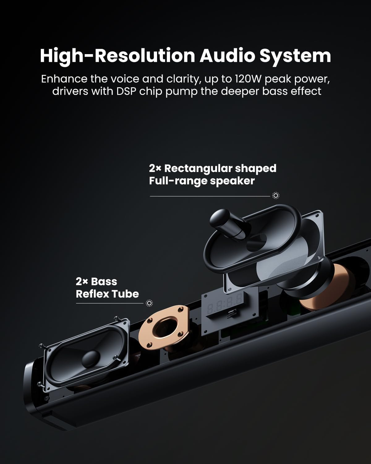 MEVOSTO 2025 Upgraded Sound Bar for TV with Subwoofer, PC Gaming 2.1CH TV Soundbar Deep Bass Computer Sound System BT 5.3/USB/HD-ARC/Optical/AUX Bass & Treble Adjustable- Home Theater