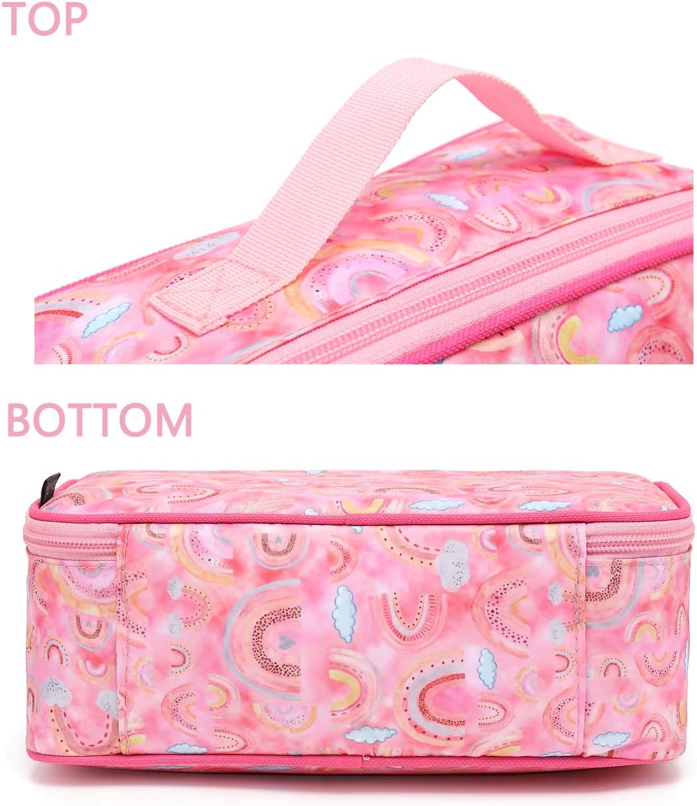 FlowFly Kids Lunch Box Insulated Soft Bag Mini Cooler Back to School Thermal Meal Tote Kit for Girls, Boys, Black