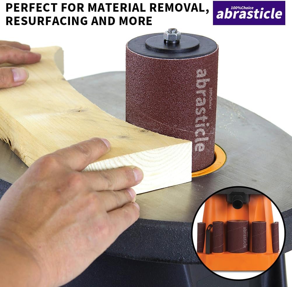 18 Pack Spindle Sander Sleeves, Sanding Sleeves for Oscillating Sander, 80 150 240 Assorted Grit Sandpaper, 4-1/2" Length, 1/2",3/4",1",1-1/2", 2", 3" Diameter