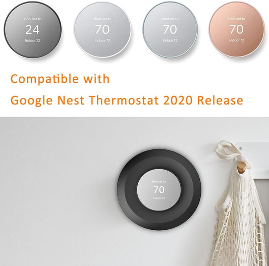 Wall Plate Made for The Nest Thermostat 2020 | Google Nest Thermostat Trim Kit Accessory | Easy Installation | Black - PuriLite