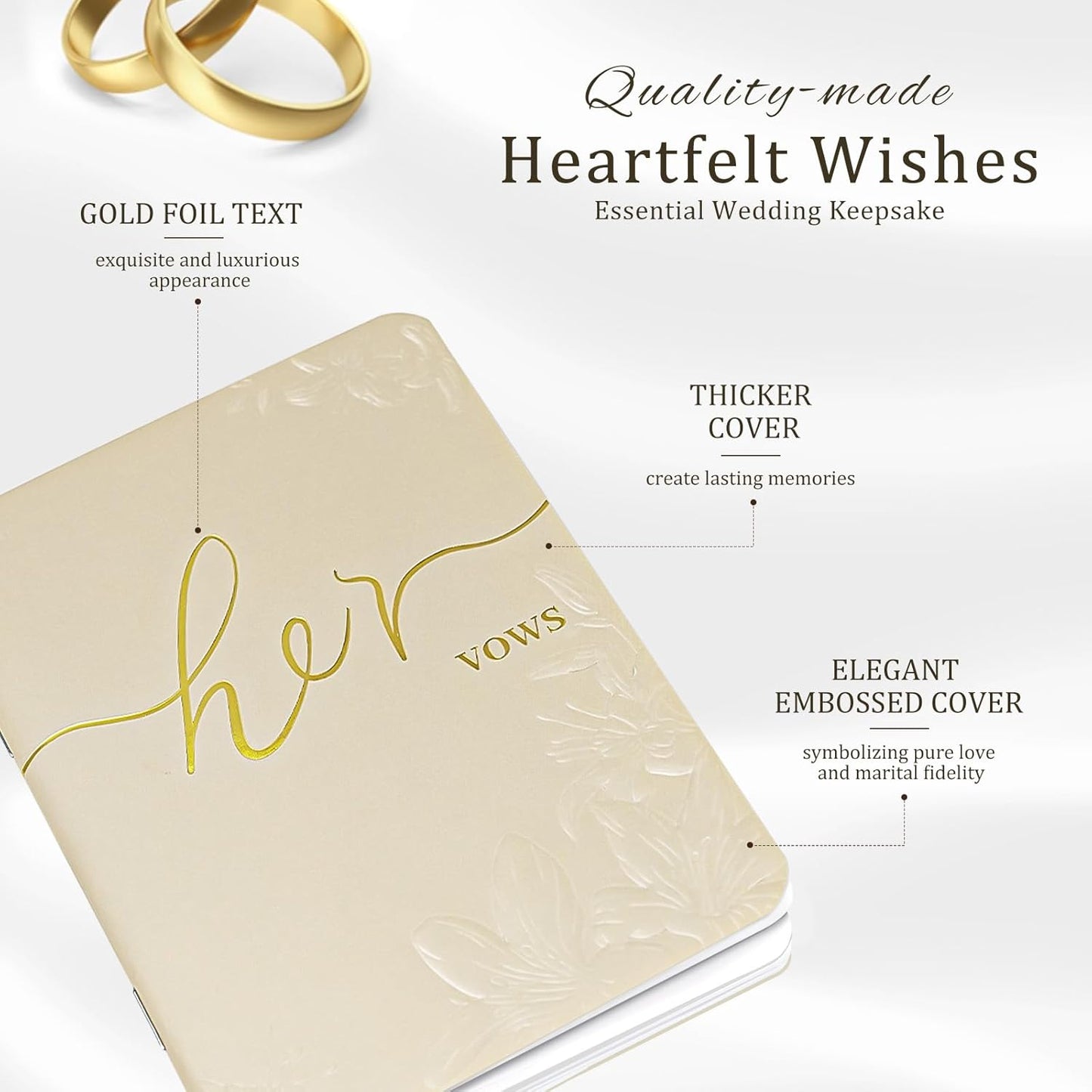 WEMATE Vow Books His and Hers,Wedding Vow Book with Gold Foil and 2 Pens, Wedding Essentials, Beautiful Wedding Present Stuff - Brown and Apricot