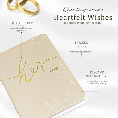 WEMATE Vow Books His and Hers,Wedding Vow Book with Gold Foil and 2 Pens, Wedding Essentials, Beautiful Wedding Present Stuff - Brown and Apricot
