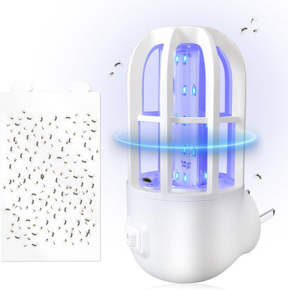 Fruit Fly Trap Indoor, 360 Degree Attracting Fly Trap with Improved LED Light, Sticky Straps Captures Flying Insect, Fruit Flies, Gnats, Mosquitoes, Moth and Houseflies, Refills Included
