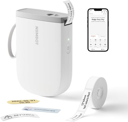 NIIMBOT D110 Mini Label Maker Machine with Tape(Pre-Cut Size 12x40mm), Portable Bluetooth Sticker Printer, Inkless Automatic Feeding One-Touch Custom Printing, Compatible with Phone Only