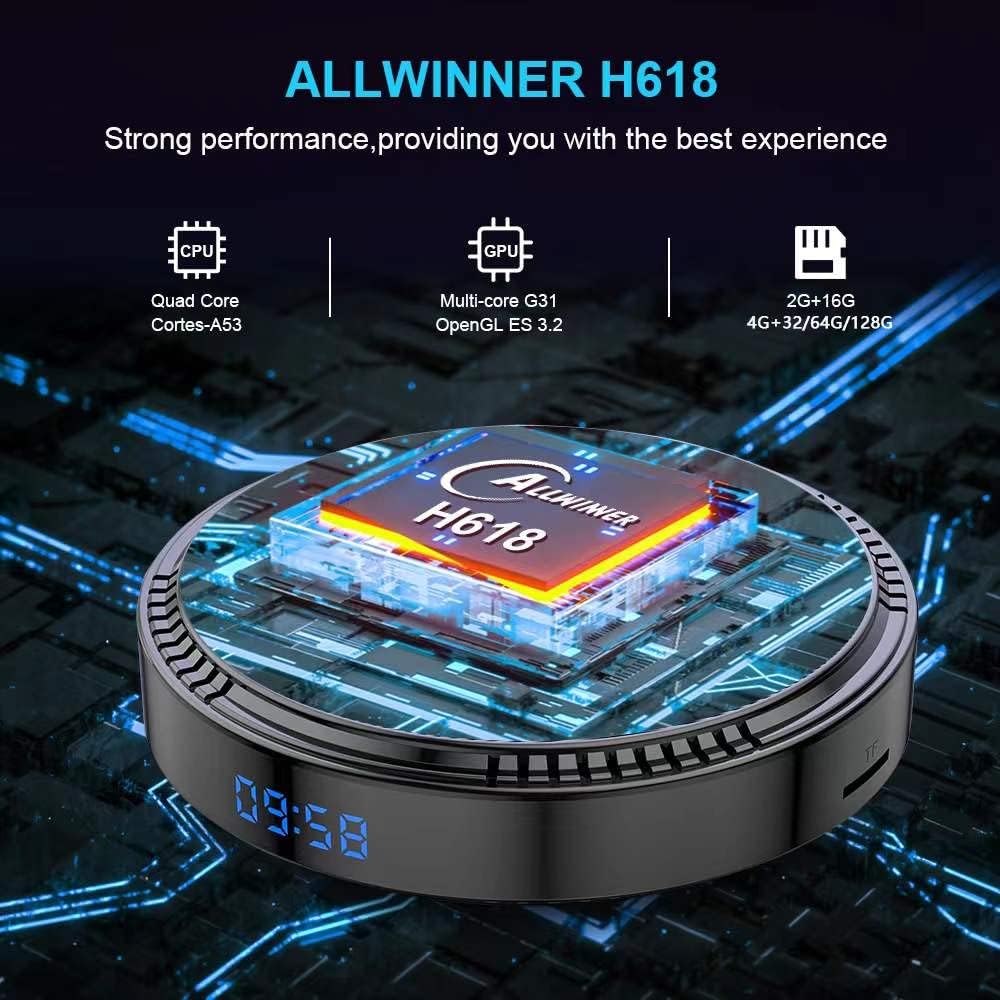Android 12.0 HK1 Box TV Box 4GB RAM 64GB ROM H618 Quad Core CPU Support Dual WiFi 2.4G+5G/4K/3D BT 5.0 Smart TV Box