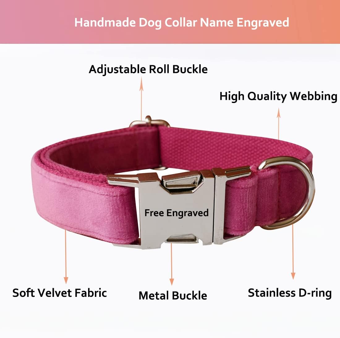 Custom Dog Collar with Metal Buckle - Pet Collars Personalized with Name and Phone Number (Plaid)
