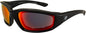 Birdz Eyewear Oriole Padded Motorcycle Riding Sunglasses Gloss Black Frames Red G-Tech Reflective Lenses