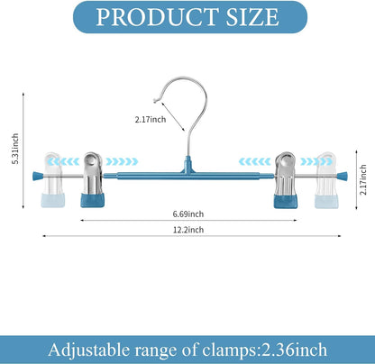 14Inch Black Pants Hangers with Clips 10 Pack Adjustable Skirt Hangers for Women Non-Slip Trousers Hanger for Jeans Clothes Hangers for Pants Heavy Duty Space Saving Shorts Hangers
