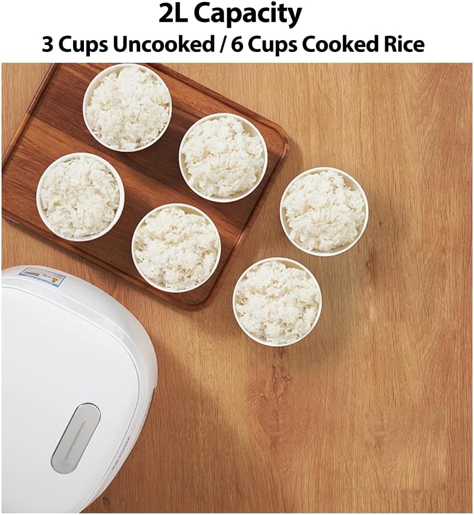 Joydeem - FD20S-W Ceramic Rice Cooker 3 Cups Uncooked Rice Cooker with Pure Ceramic Inner Pot, 24 Hours, 2 L, White