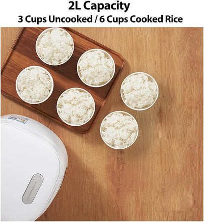 Joydeem - FD20S-W Ceramic Rice Cooker 3 Cups Uncooked Rice Cooker with Pure Ceramic Inner Pot, 24 Hours, 2 L, White