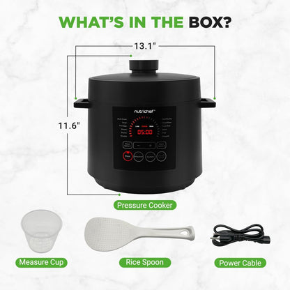 NutriChef Pressure Cooker 6 Quart Stainless Steel, Adjustable Time & Temperature, Multi Cooker for Rice, Yogurt & Meat, Fast Meal Prep