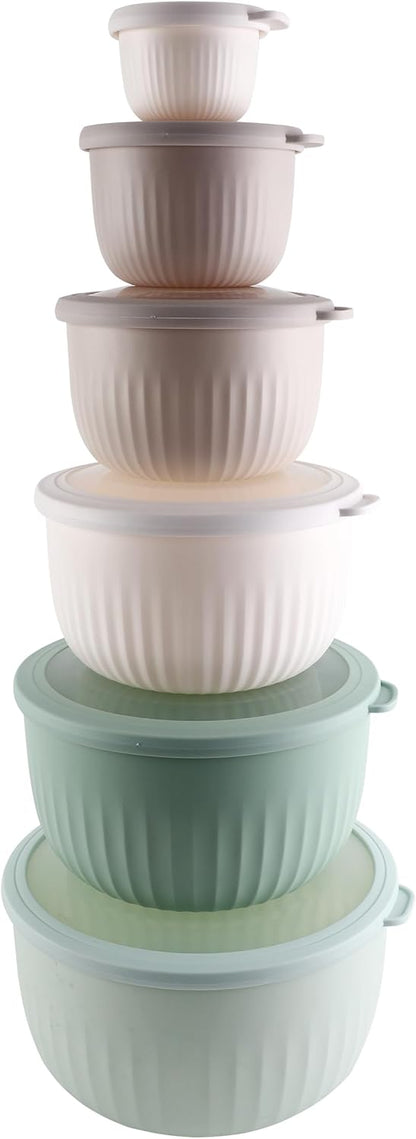 COOK WITH COLOR Prep Bowls with Lids- 8 Piece Nesting Plastic Small Mixing Bowl Set with Lids (Teal Ombre)