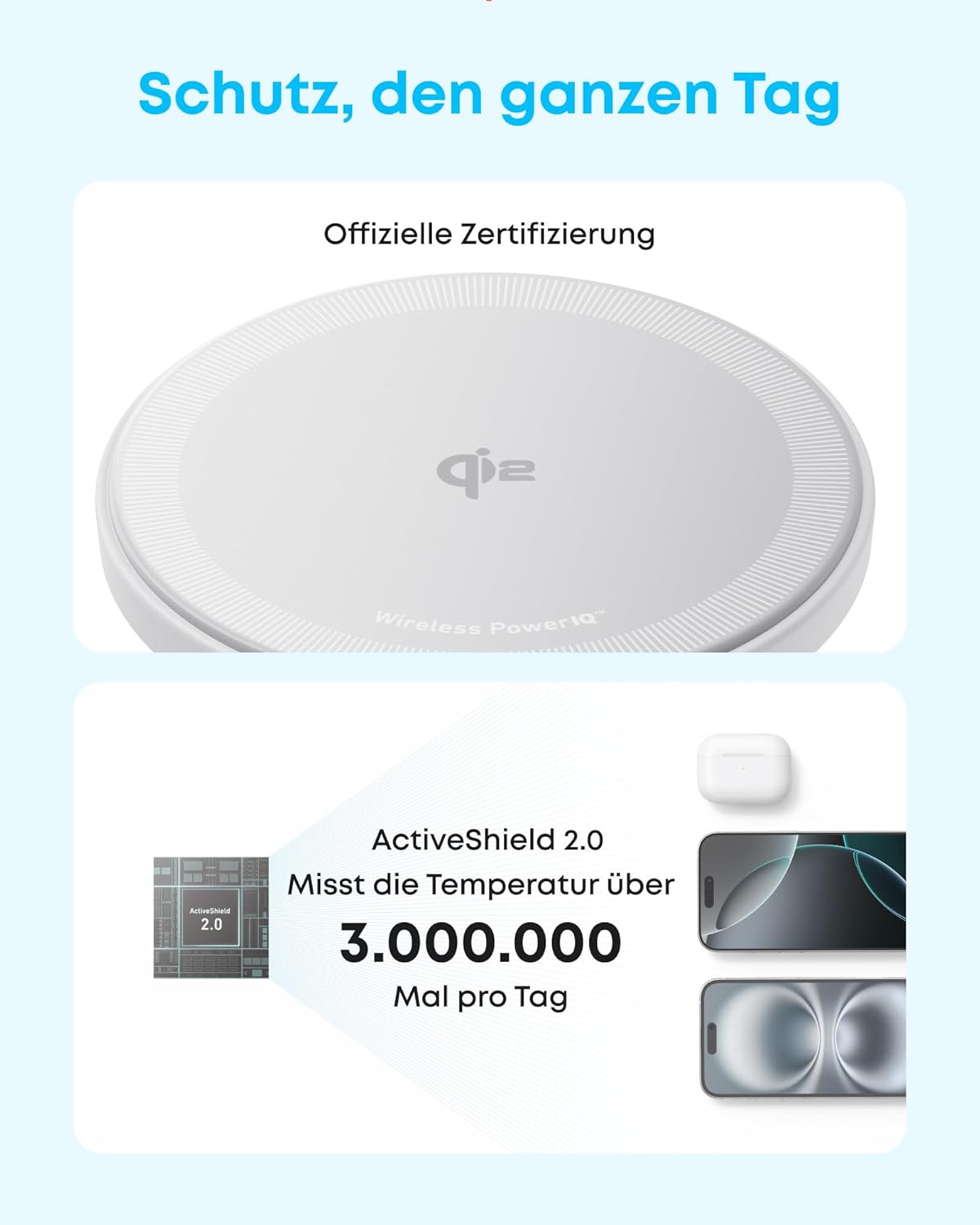 Anker Zolo Magnetic Wireless Charger, Qi2 Certified 15W MagSafe-Compatible Wireless Charging Pad with 5 ft Built-In USB-C cable, For iPhone 16/15/14/13 Series, AirPods, and More (Adapter Not Included)