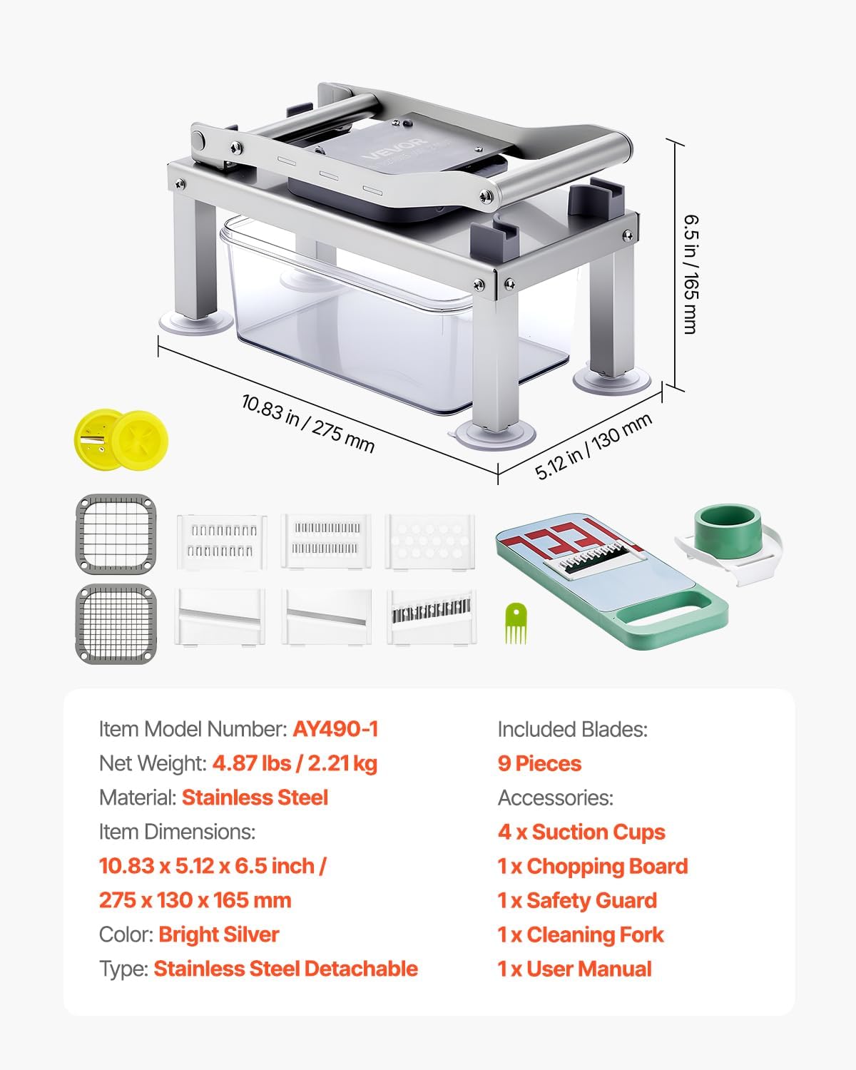 Purilite Select Stainless Steel Vegetable Chopper &amp; Food Dicer