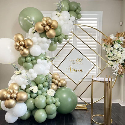 Gold Metallic Chrome Latex Balloon Arch Kit, 102PCS 18In 12In 10In 5In Arch Garland For Festival Picnic, Engagement, Wedding, Birthday Party, Gold Theme Anniversary Decoration With 33FT Ribbon