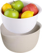 Blue Ginkgo Rice Washing Bowl and Colander Kitchen Set - Strain Rice, Quinoa and Small Grains - Soak, Wash and Drain Produce (4 Quart) - Cream and Limestone