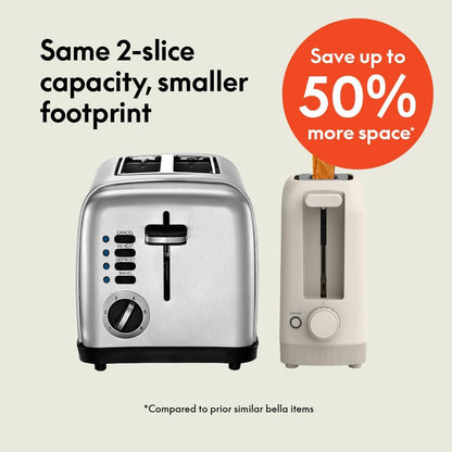 bella 2 Slice Slim Toaster, Fits-anywhere™ Kitchenware, 6 Setting Shade Control with Reheat & Cancel Buttons, Fits sourdough, 10” Long Slot, Anti Jam & Auto Shutoff, 900 Watt, Surf