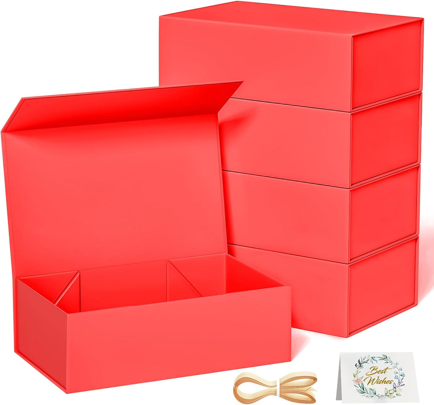 Black Gift Box, 9.5x6x3 Inch Gift boxes for Presents with Lids Magnetic Closure Rectangle Collapsible for Groomsman Proposal Box, Wedding, Christmas, Halloween, Birthday Gifts Packging