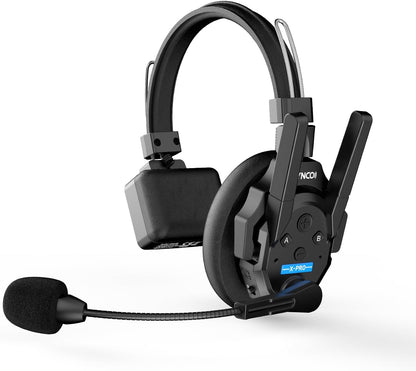 SYNCO XTALK XPRO2 Wireless Intercom Headset System, 2 Person 2.4GHz Wireless Communication Headset Full Duplex 500m/1640ft 24H with Noise Reduction 3.5mm Monitoring for Film Production Teamwork