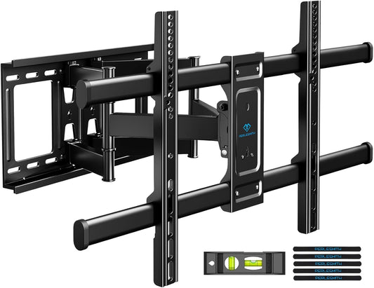 PERLESMITH TV Wall Mount Full Motion Swivel Dual Articulating Arm for Most 37-82 inch LED, LCD, OLED, Plasma TVs up to VESA 600x400mm, 132lbs