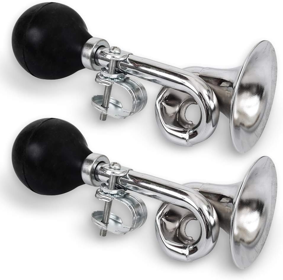 Cozihom Bike Bugle Horn, Metal Squeeze Clown Bugle for Bicycle, Bicycle Bell, Universal, Fit for 22.2mm Handlebar, 2 Pack