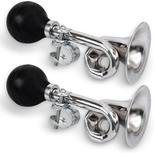 Cozihom Bike Bugle Horn, Metal Squeeze Clown Bugle for Bicycle, Bicycle Bell, Universal, Fit for 22.2mm Handlebar, 2 Pack