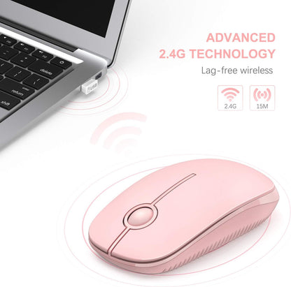 Wireless Mouse, Vssoplor 2.4G Slim Portable Computer Mice with Nano Receiver for Notebook, PC, Laptop, Computer-Black and Silver