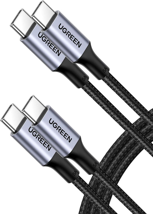 UGREEN 100W USB C to C Cable (10FT 2Pack), PD Type C Fast Charger Cord, 5A Charging Cable Compatible with MacBook Pro Air, iPad, Dell XPS, iPhone 16 15, Galaxy S25 S24 S23 Ultra, Pixel 9 8 7