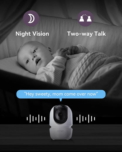 Comfyer 7" HD Split-Screen Baby Monitor with 2 Cameras, Video Baby Monitor with Camera and Audio, Flexible Bracket, Non-WiFi, VOX Mode, 2 Way Audio, Remote PTZ, Auto Night Vision