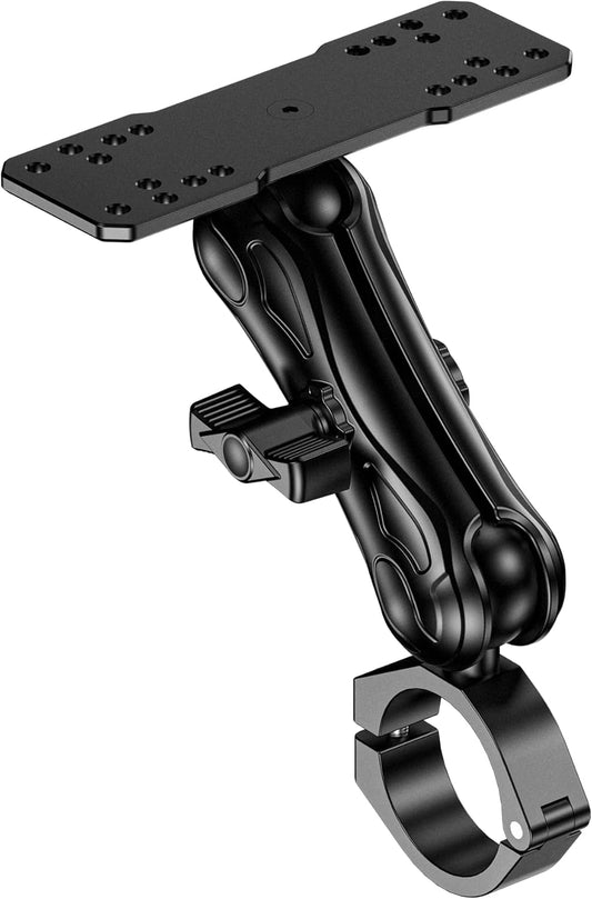VAZESWIN Aluminum Alloy 1.5" Ball Fish Finder Mount, 5.7" Medium Arm Marine Electronic Mount with Bar Clamp Base, Fit 1.5" 1.65" 1.75" 1.85" 2" Round Rails, for Garmin, Lowrance, Humminbird, Raymarine