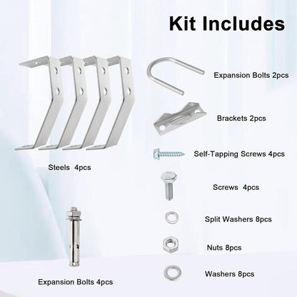 XRDS-RF 16 Inch Heavy-Duty Wall Mount Stand Off Mast for TV Antenna - Windproof Mounting Bracket (2-Leg + 2-Leg)