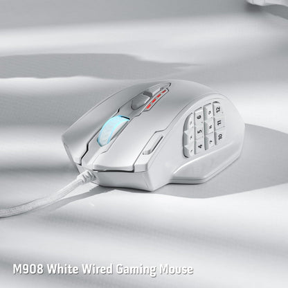 Redragon M913 Impact Elite Wireless Gaming Mouse, 16,000 DPI Wired/Wireless RGB Mouse with 16 Programmable Buttons, 45 Hr Battery and Pro Optical Sensor, 12 Side Buttons MMO Mouse