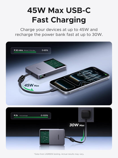 UGREEN Magflow Pro Qi2 25W 10000mAh Magnetic Power Bank, Liquid-Cooled