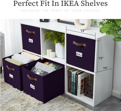 DECOMOMO Cube Storage Bin, Storage Cubes with Labels, Baskets for Shelves Kallax Linen Closet Organizers (Cube 10.5x11"/ 6pcs, Black)