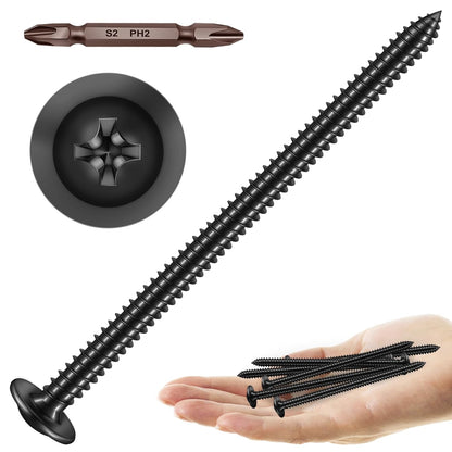 150Pcs #8 × 2" Black Screws for Wood, Phillips Truss Head Wood Screws, Quick Metal Self Tapping, Zinc Plated Steel, Truss Head Screws by Mywish